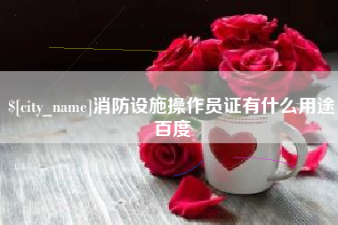 无为消防设施操作员证有什么用途百度